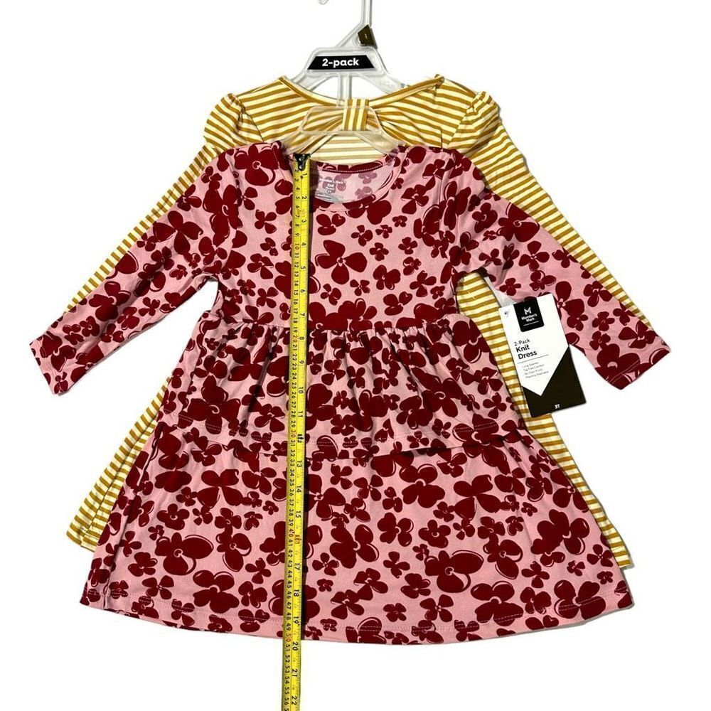 Member's Mark Girls' 2 Pack Dress Red Floral/Stripe Size 3T - Picture 6 of 15